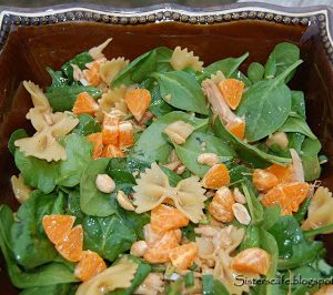 Spinach Salad with Teriyaki Bowties