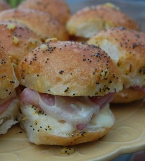 Hot Ham and Swiss Poppyseed Sliders